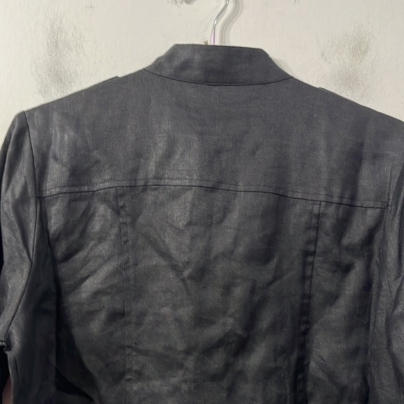 Alice Blue Linen Safari Utility Long Sleeve Buttoned Black Blouse S - Picture 8 of 11